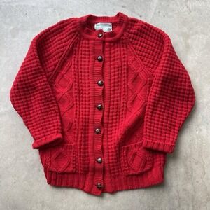 Vintage Donegal Woollen Aran Irish Cardigan Sweater Wool Fisherman Cable Knit M